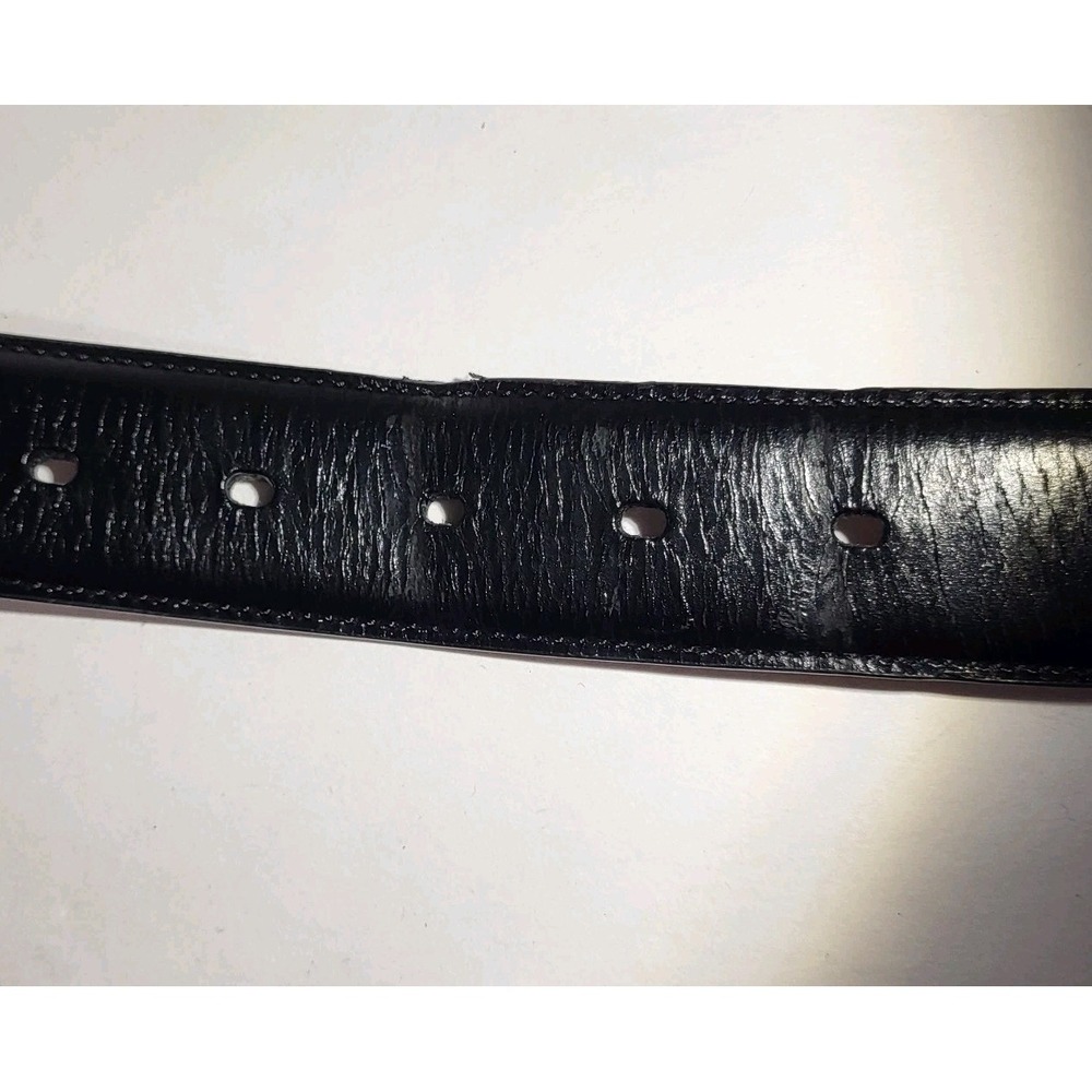 Johnston & Murphy Men's Black Leather Dress Belt Size 36/1.5" Silver Buckle - Picture 6 of 8